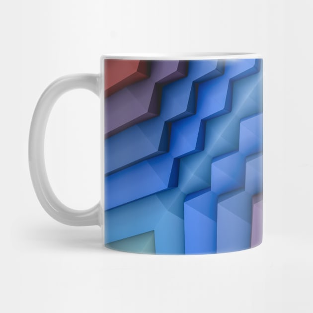 Exponential Edges Fire Red and Water Blue Geometric Abstract Artwork by love-fi